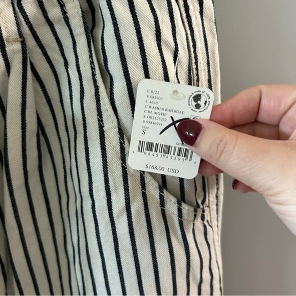 NWT Free People Dakota Cinched Pull On Pants Jeans Washed Railroad Stripe - Picture 3 of 5